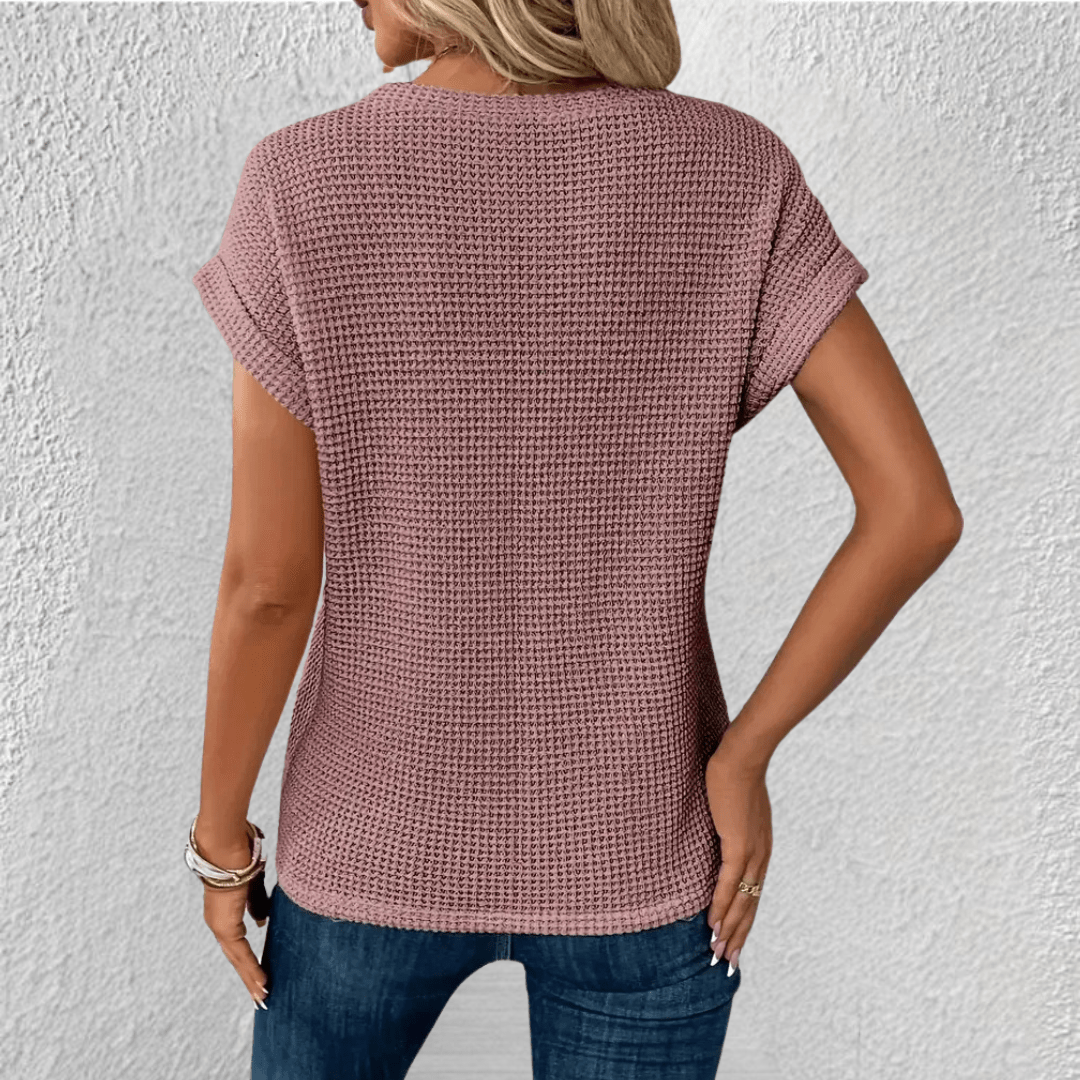 Maglia da Donna Lavorata a Nido d'Ape con Nodo Frontale