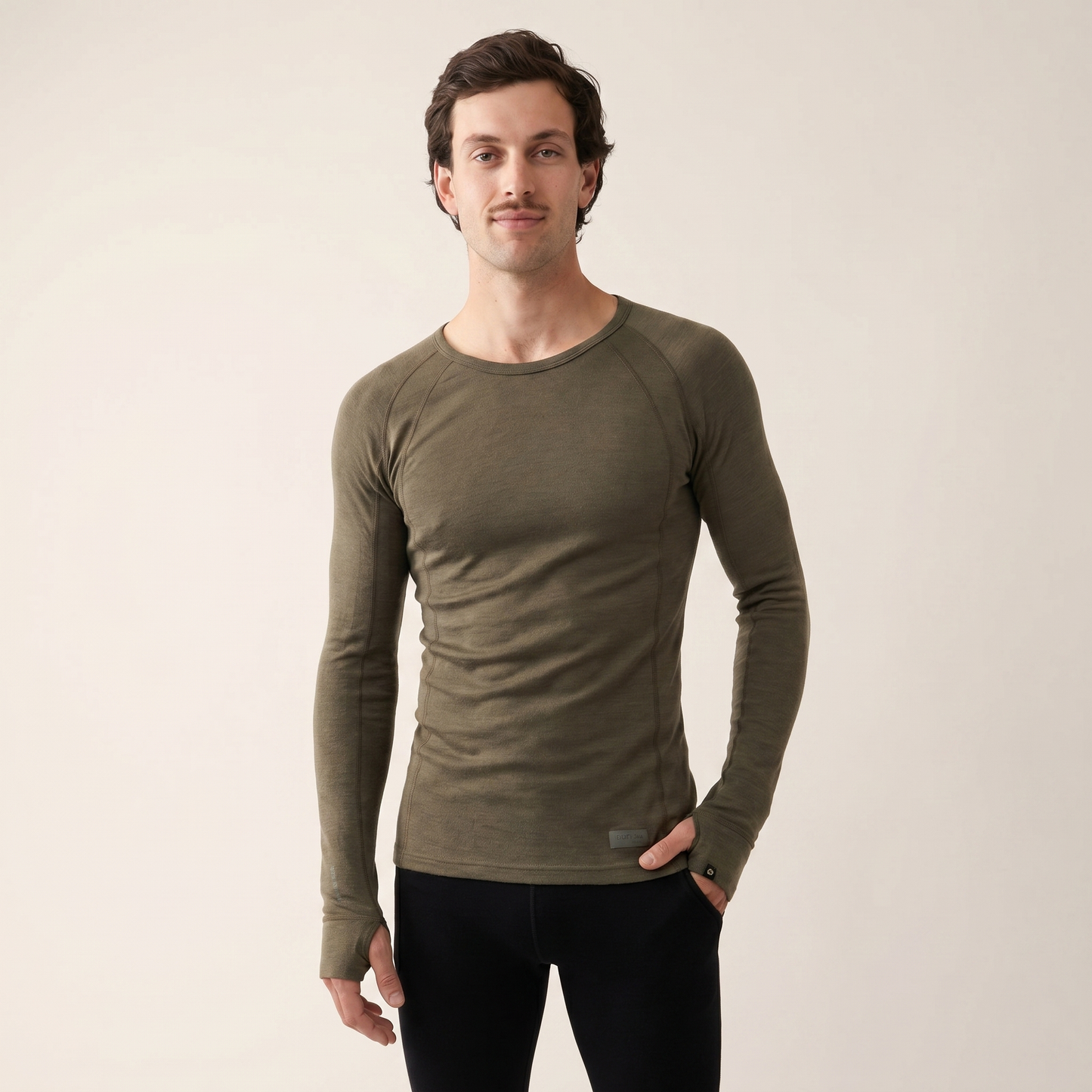 Maglia termica da uomo a maniche lunghe in lana merino | Primo strato traspirante | Girocollo