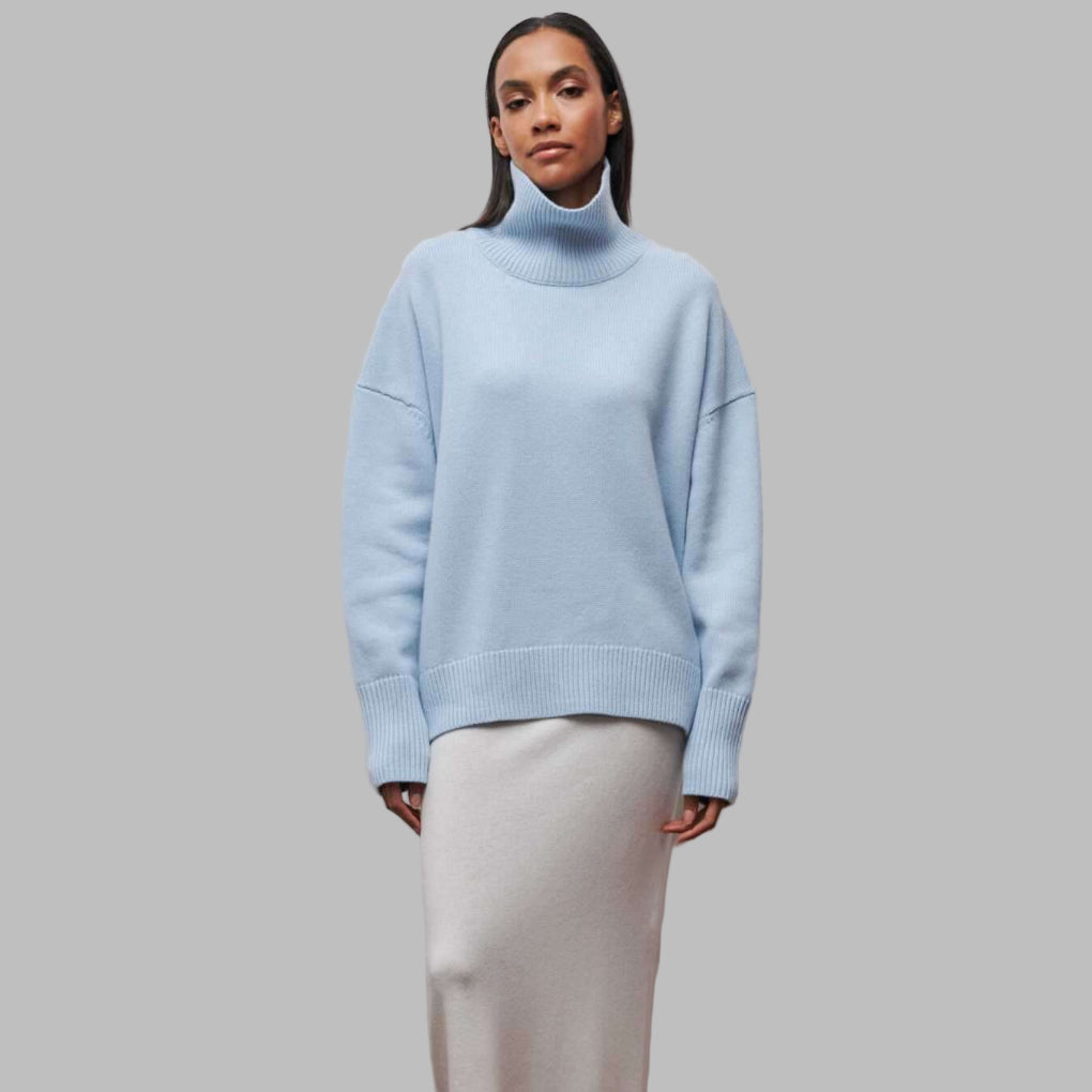Maglione a Collo Alto Oversized in Maglia da Donna