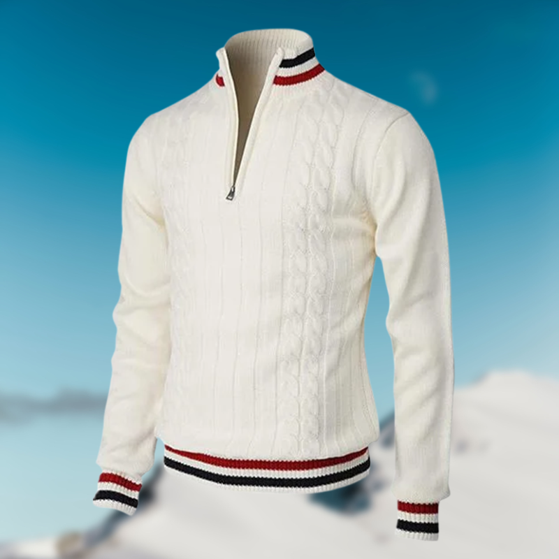 Maglione da Uomo in Maglia a Trecce con Zip Corta