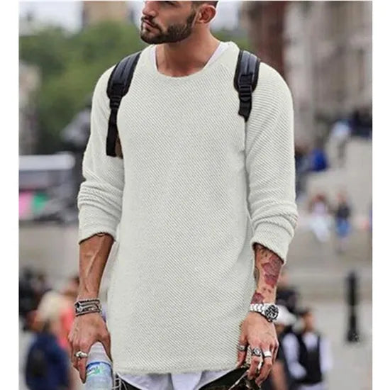Maglione da uomo in maglia con girocollo e bordi a coste