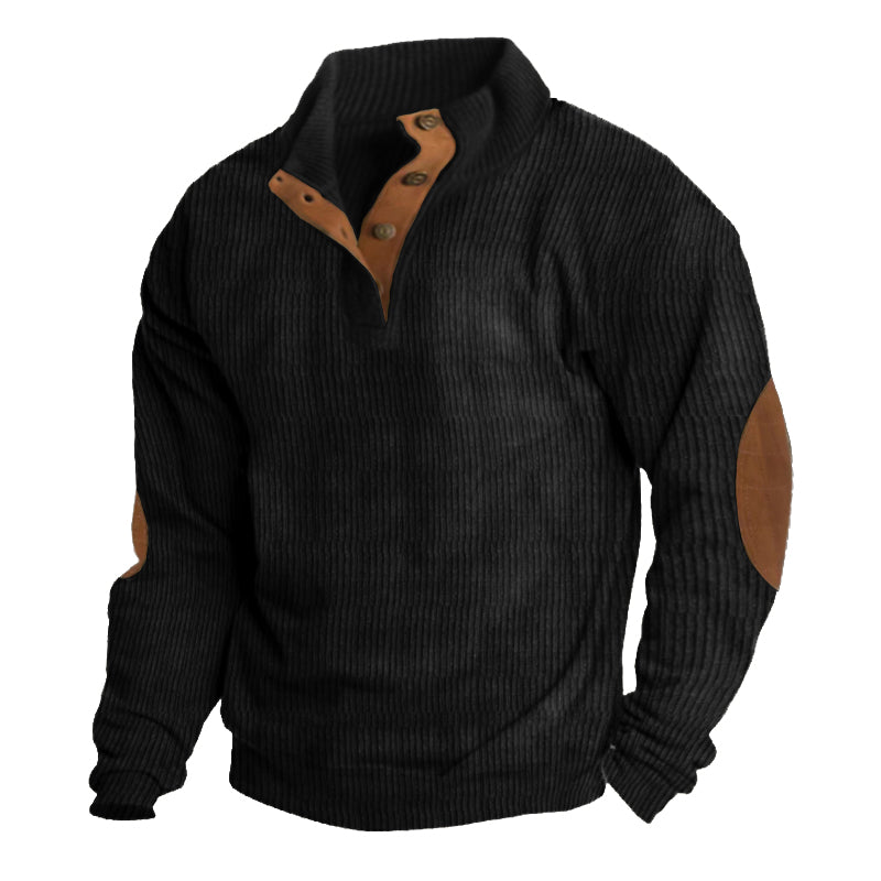 Maglione in Maglia da Uomo con Bottoni sul Petto