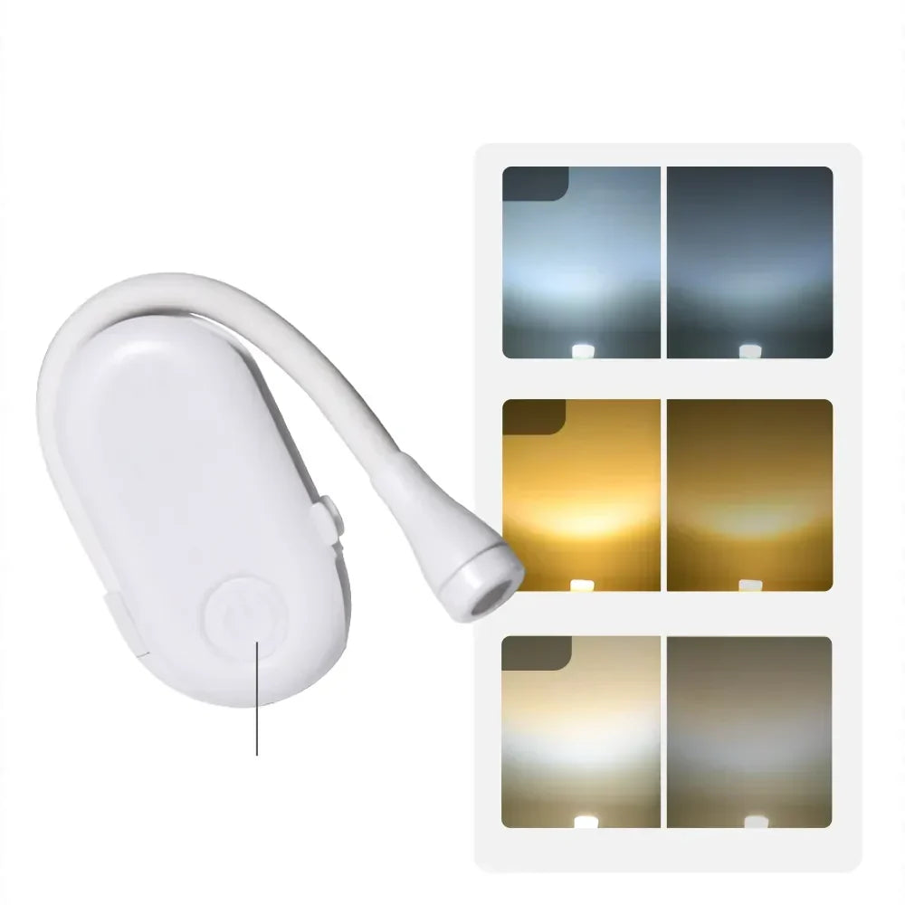 Mini Luce da Lettura per Libri - Luce Notturna Portatile Clip-On Ricaricabile USB, LED Dimmerabile per Camera da Letto, Protezione Occhi e Campeggio - Lampada da Libro con Clip Orientabile a 360°