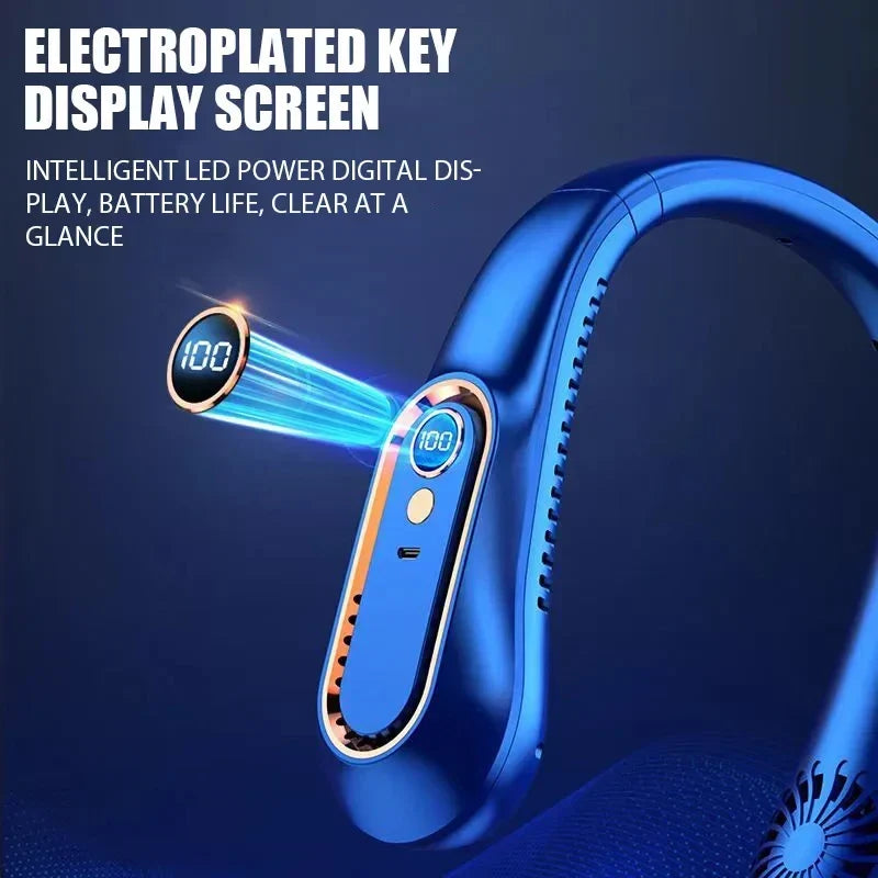Mini Ventilatore Portatile da Collo Senza Pale con Display Digitale - Rinfresca Collo Ricaricabile USB per un'Esperienza di Freschezza a Mani Libere