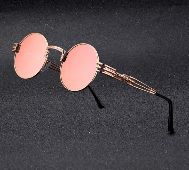 Occhiali da sole tondi in metallo stile steampunk