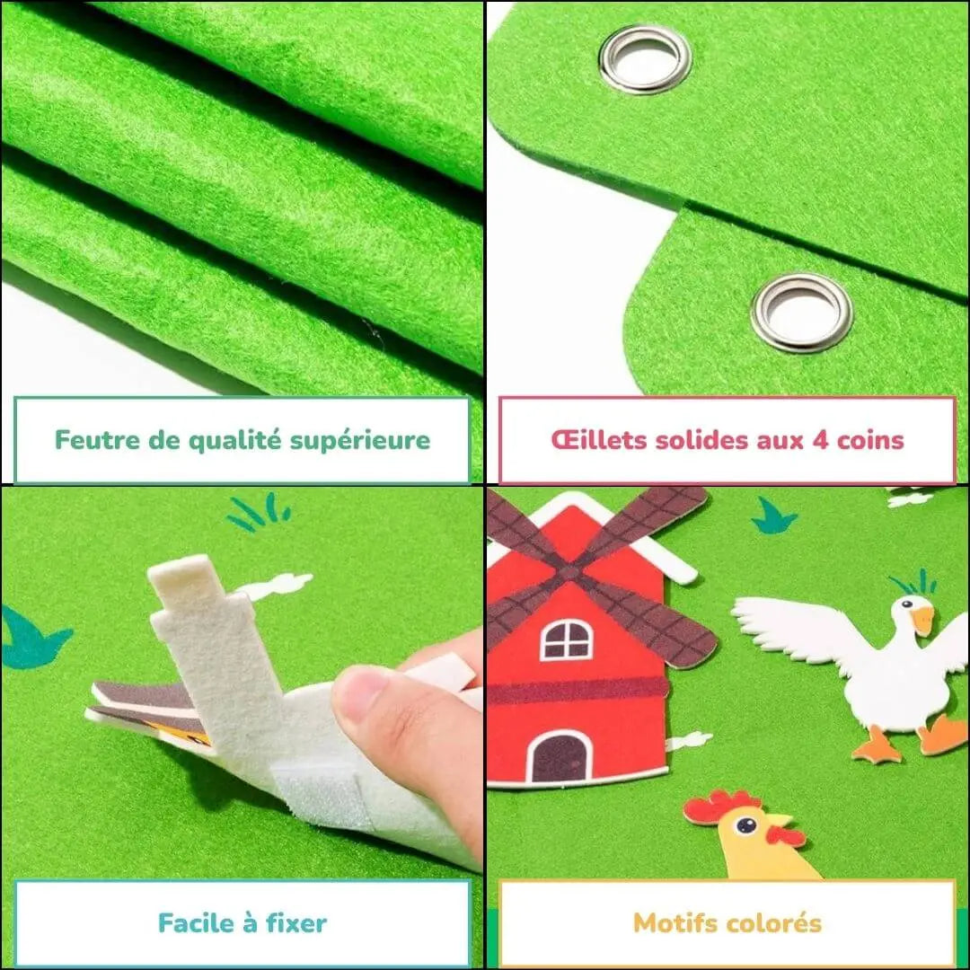 Pannello in feltro Montessori tema fattoria