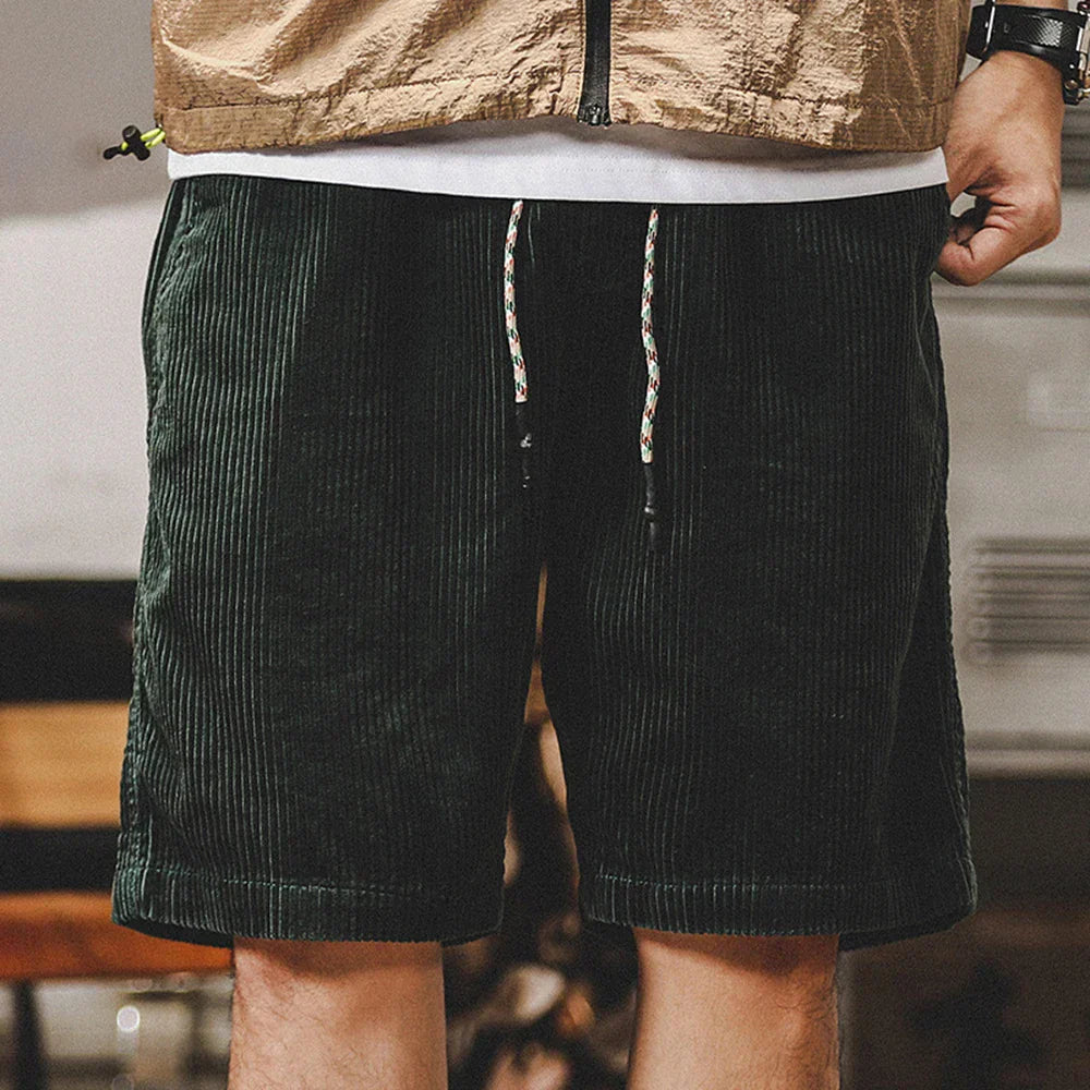 Pantaloncini da uomo in velluto a coste con coulisse