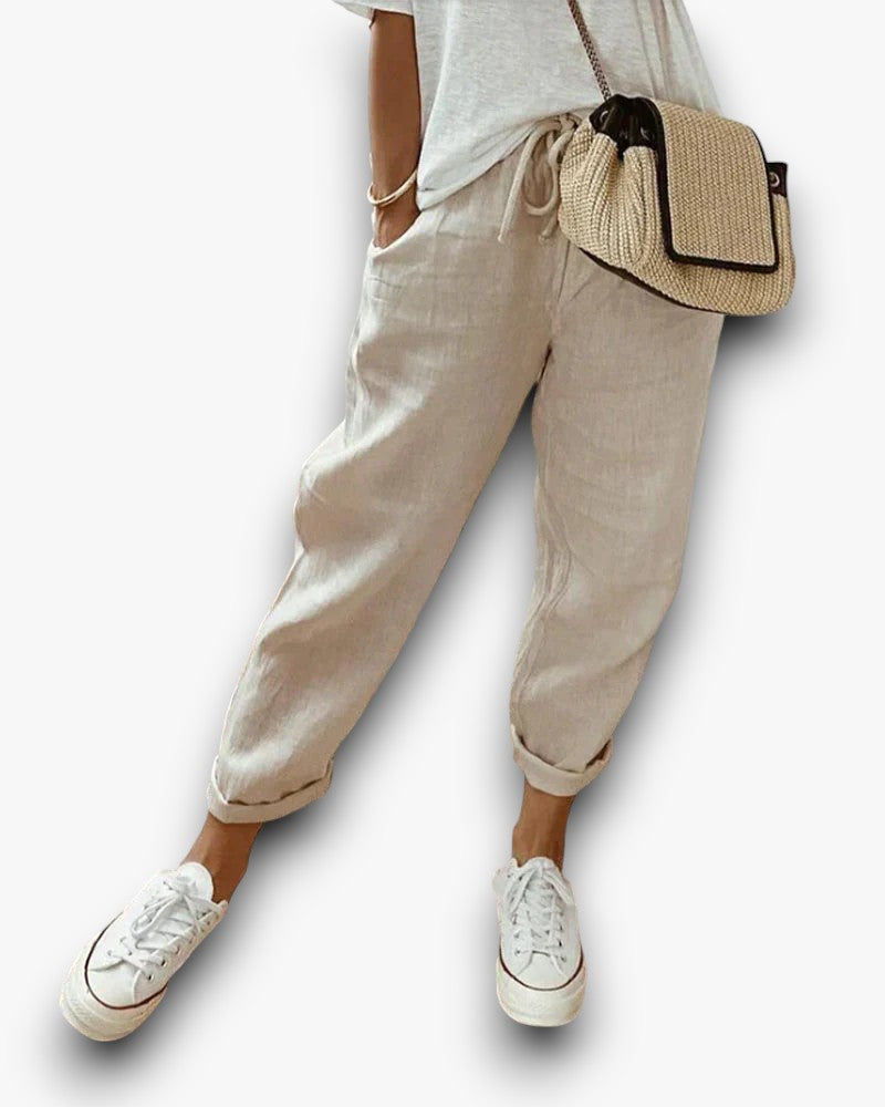 Pantaloni casual da donna in lino