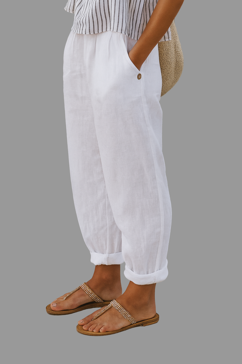 Pantaloni Casual da Donna – Tinta Unita Vestibilità Comoda con Tasche