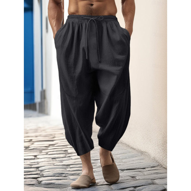 Pantaloni cropped da uomo con coulisse