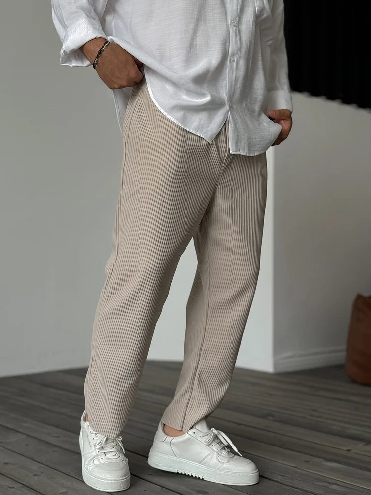 Pantaloni da Uomo Plissé a Gamba Larga