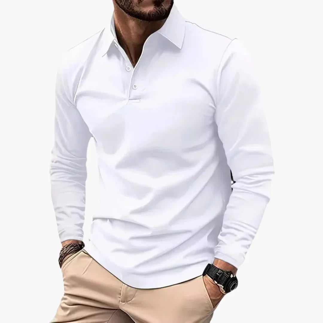 Polo da uomo a maniche lunghe in stile casual