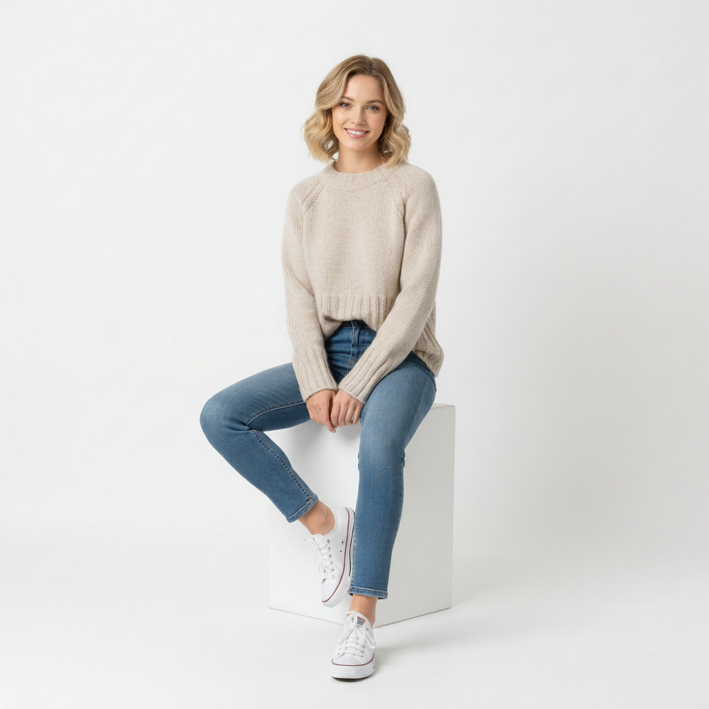 Pullover da Donna in Maglia Spessa – Girocollo e Vestibilità Morbida