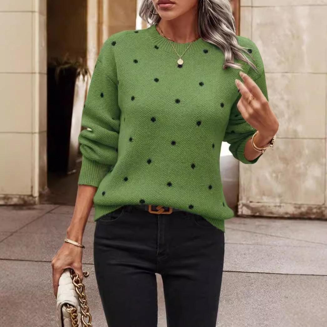 Pullover in maglia a pois da donna vestibilità morbida