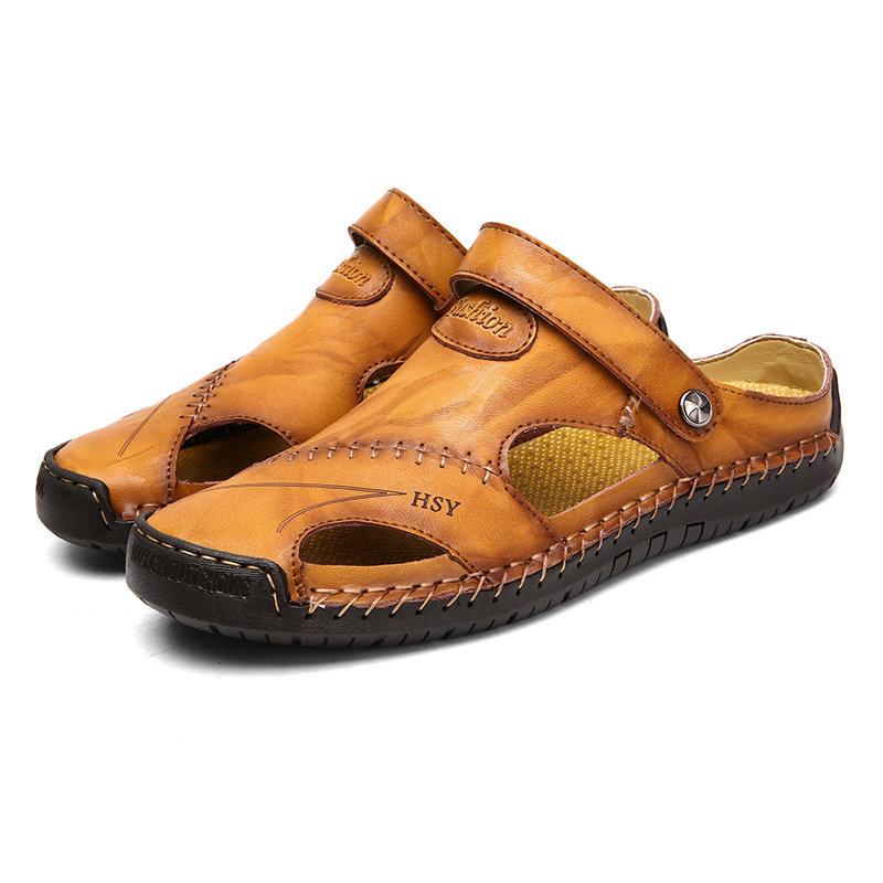 Sandali outdoor da uomo a punta chiusa cuciti a mano