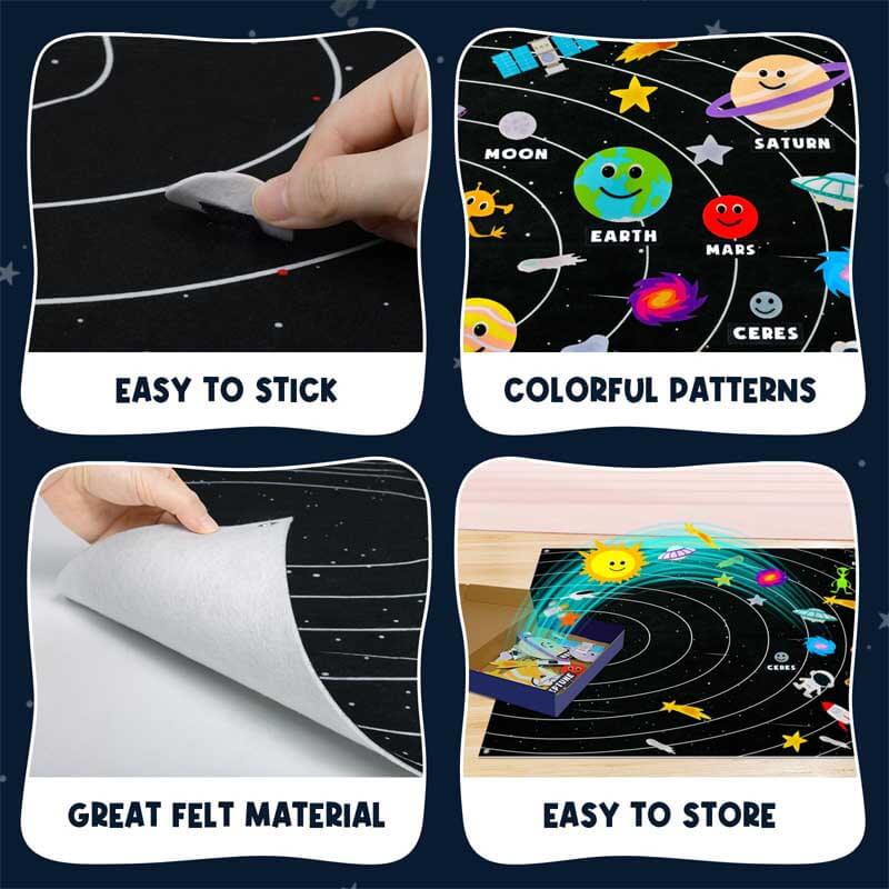 Set di Pannelli Educativi in Feltro del Sistema Solare per Bambini