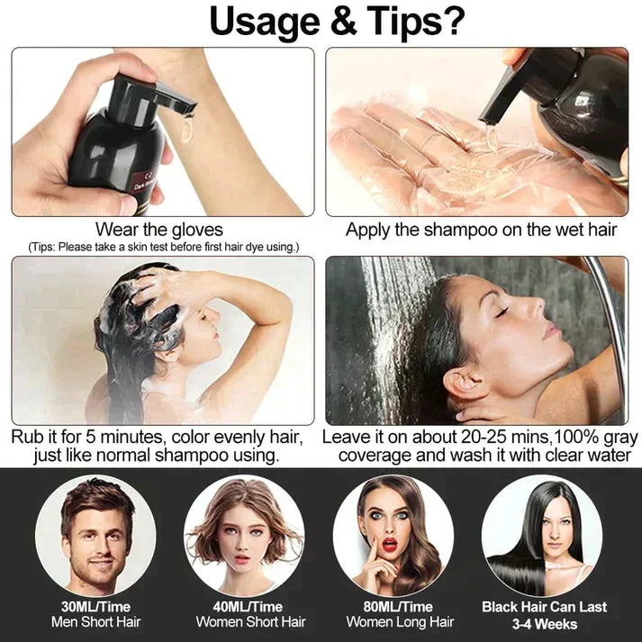 Shampoo colorante nero per capelli (ayurvedico, senza effetti collaterali)