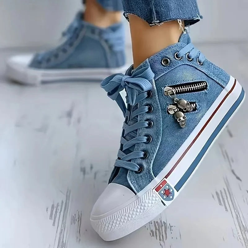 Sneakers alte da donna in denim