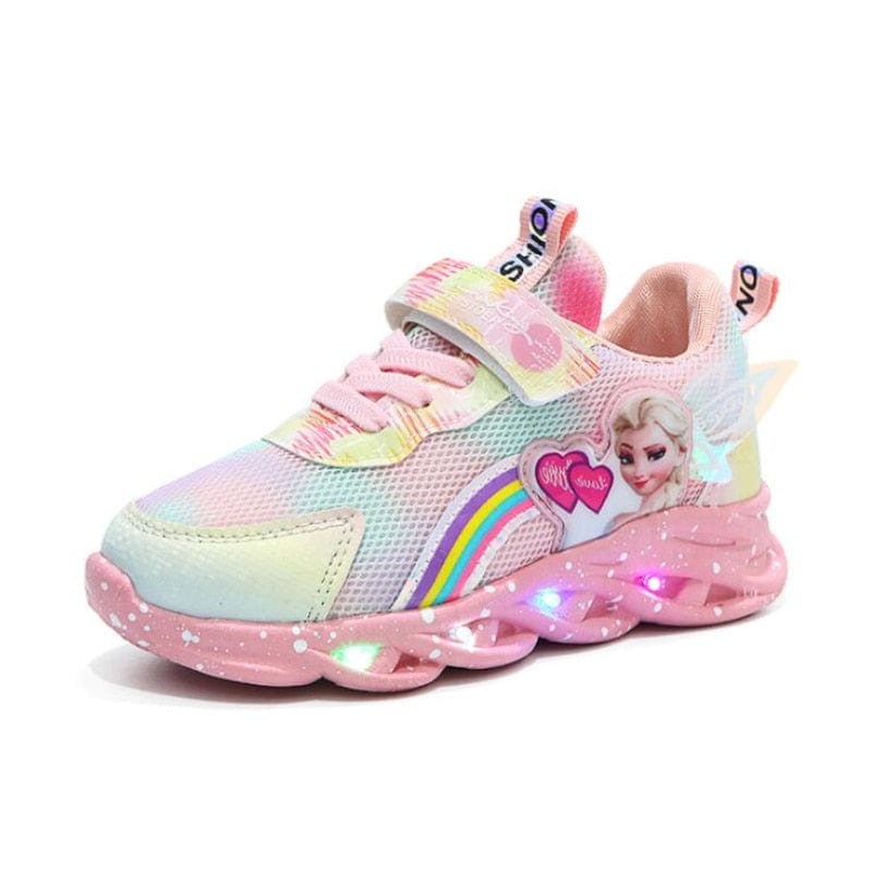 Sneakers da Bambino con Glitter e Arcobaleno - Scarpe con Luci LED da Bambino per Audaci Esploratori