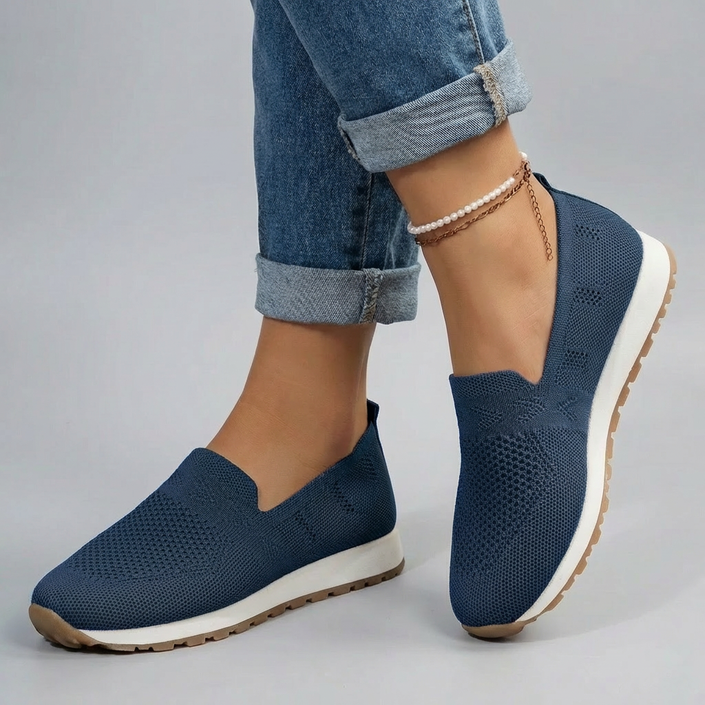 Sneakers Slip-On Comode In Maglia Con Supporto Plantare