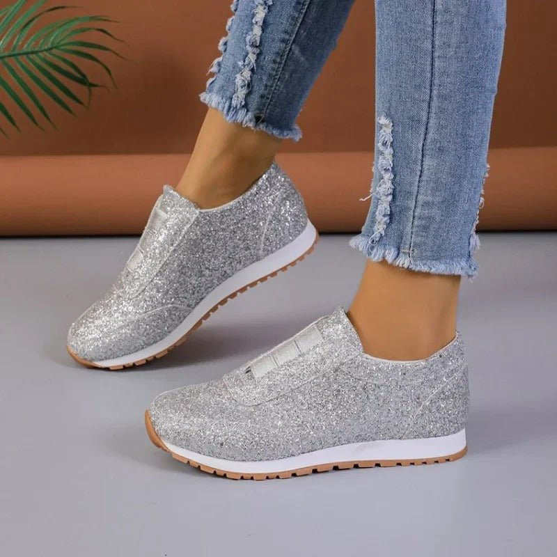 Sneakers slip-on con glitter da donna