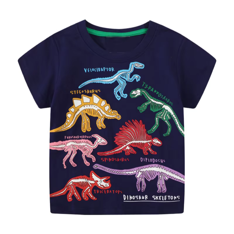 T-Shirt da Bambino Fluorescente al Buio a Tema Dinosauri