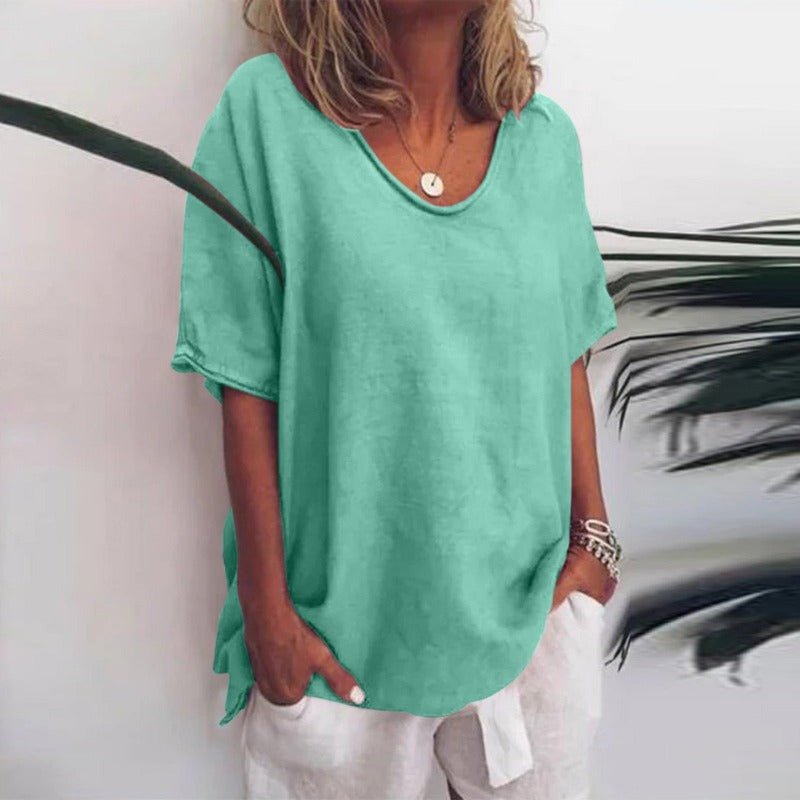 T-shirt oversize da donna con scollo a V