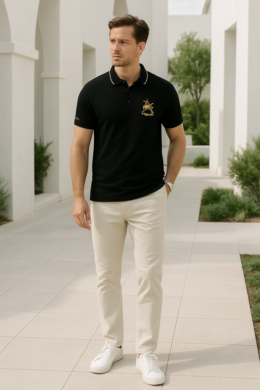 T-Shirt Polo da Uomo Taglio Classico con Ricamo