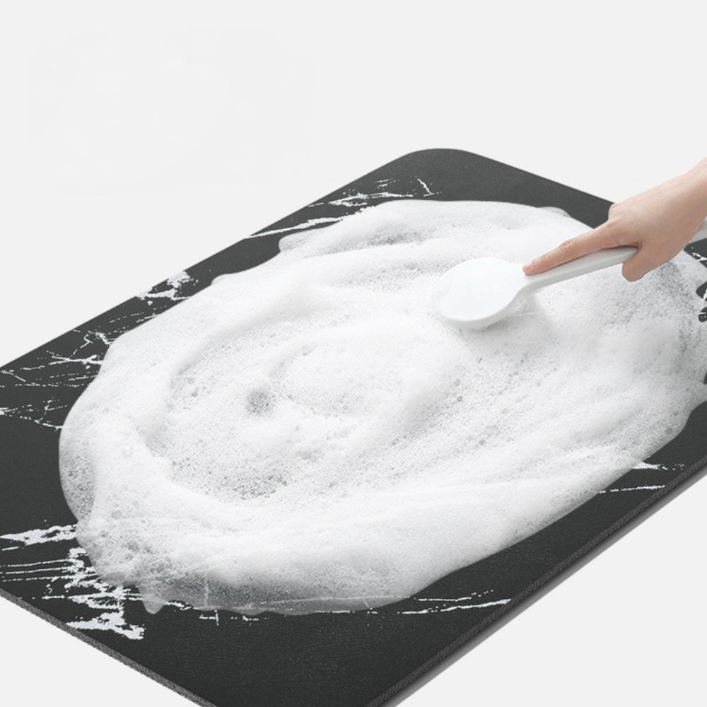 Tappetino da bagno antiscivolo in diatomite ad asciugatura rapida con motivo marmorizzato