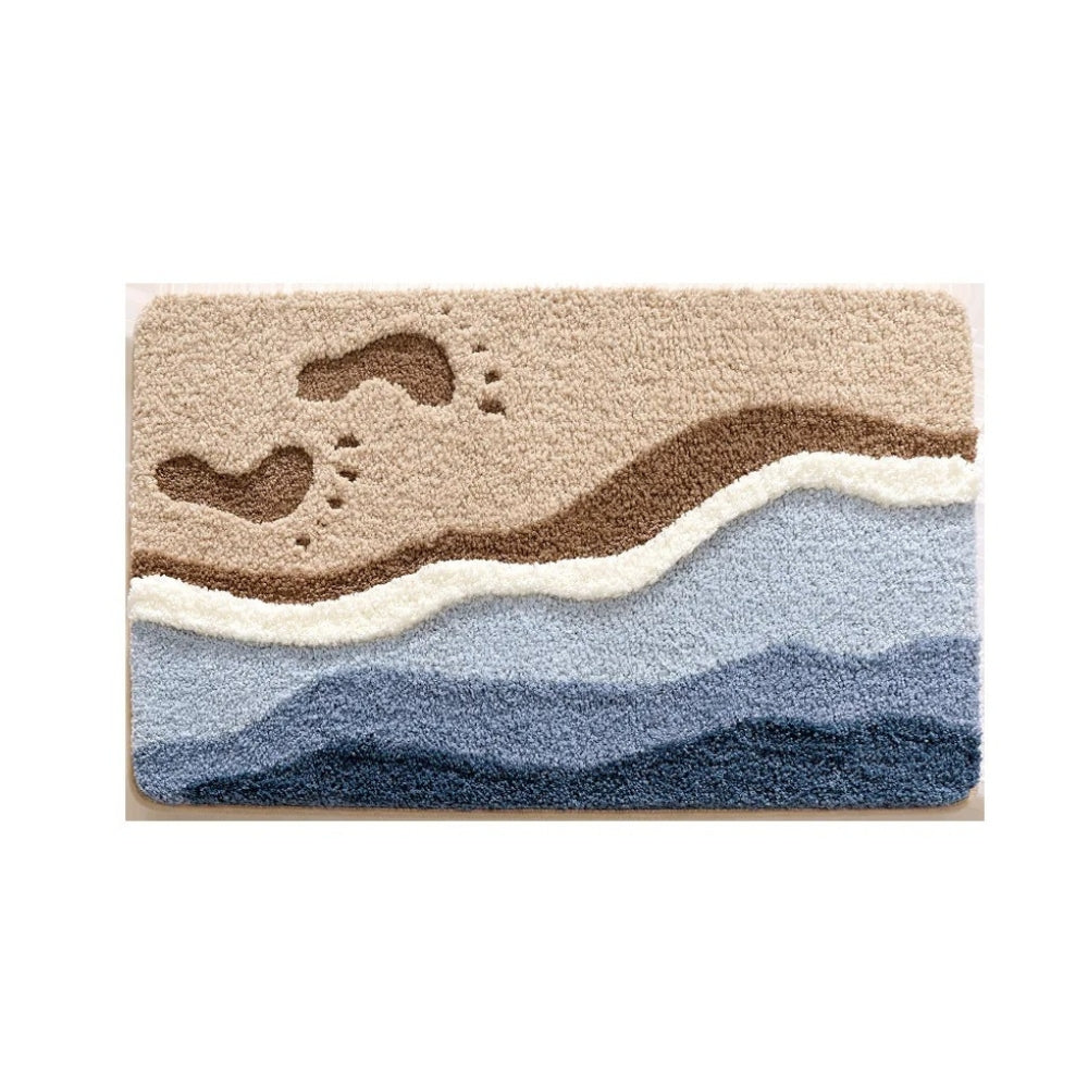 Tappetino da bagno con motivo a impronte e tema marino