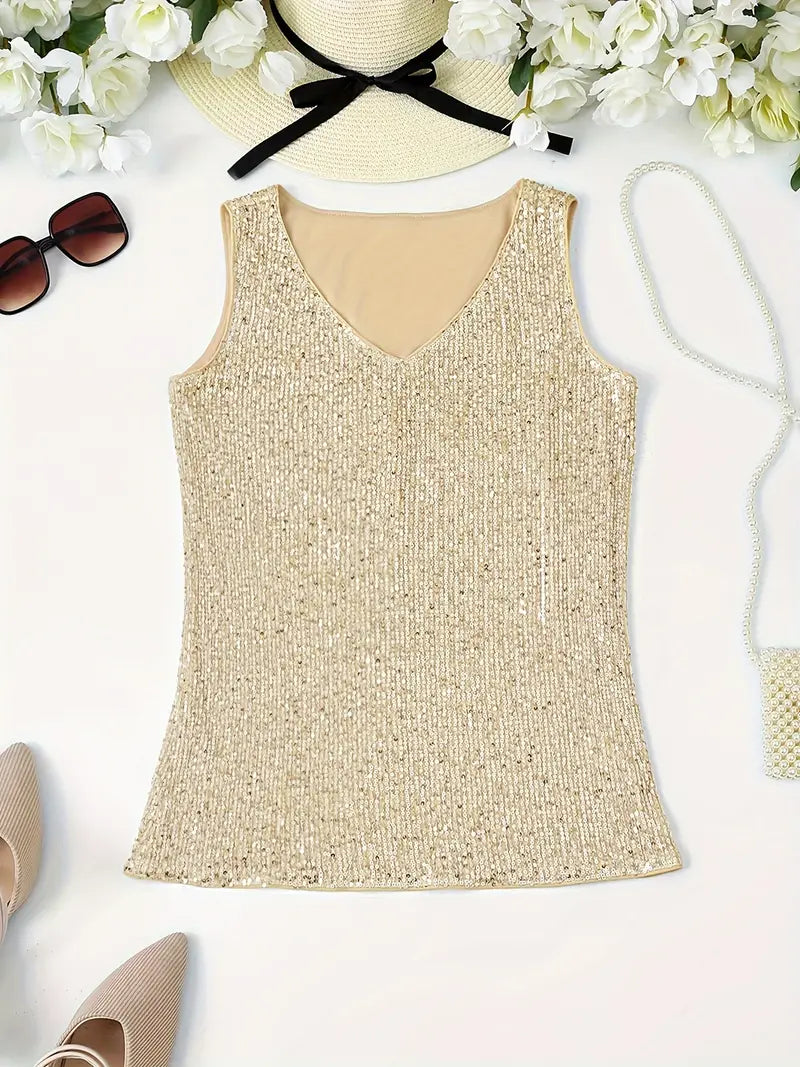 Top estivo con paillettes e scollo a V per un look da festa