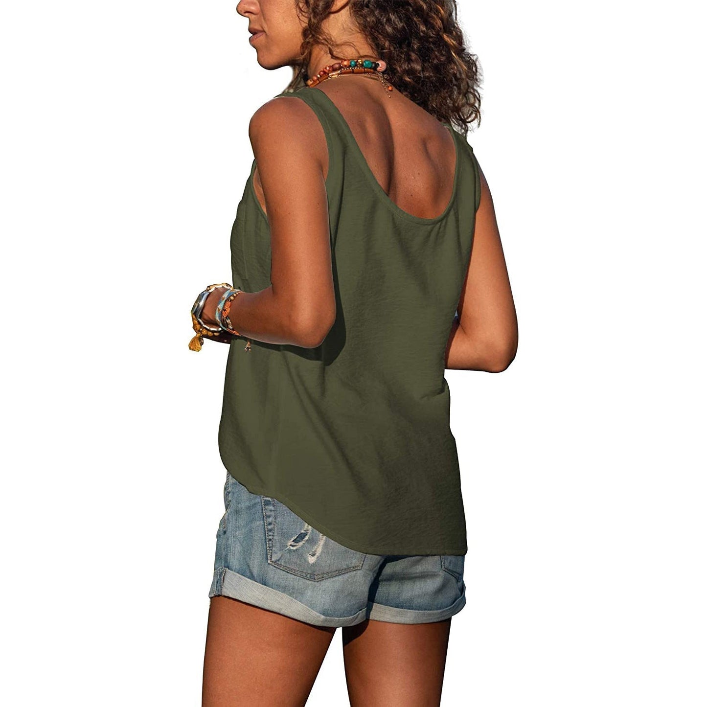 Top Smanicato da Donna in Cotone Traspirante Stile Ibiza