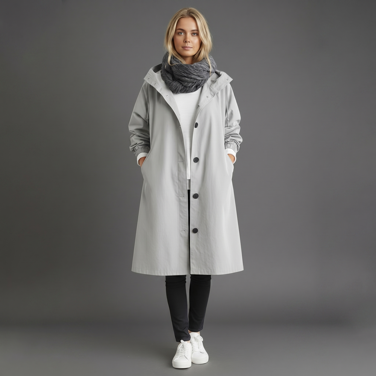 Trench Impermeabile da Donna con Cappuccio in Cotone - Giacca Invernale Elegante