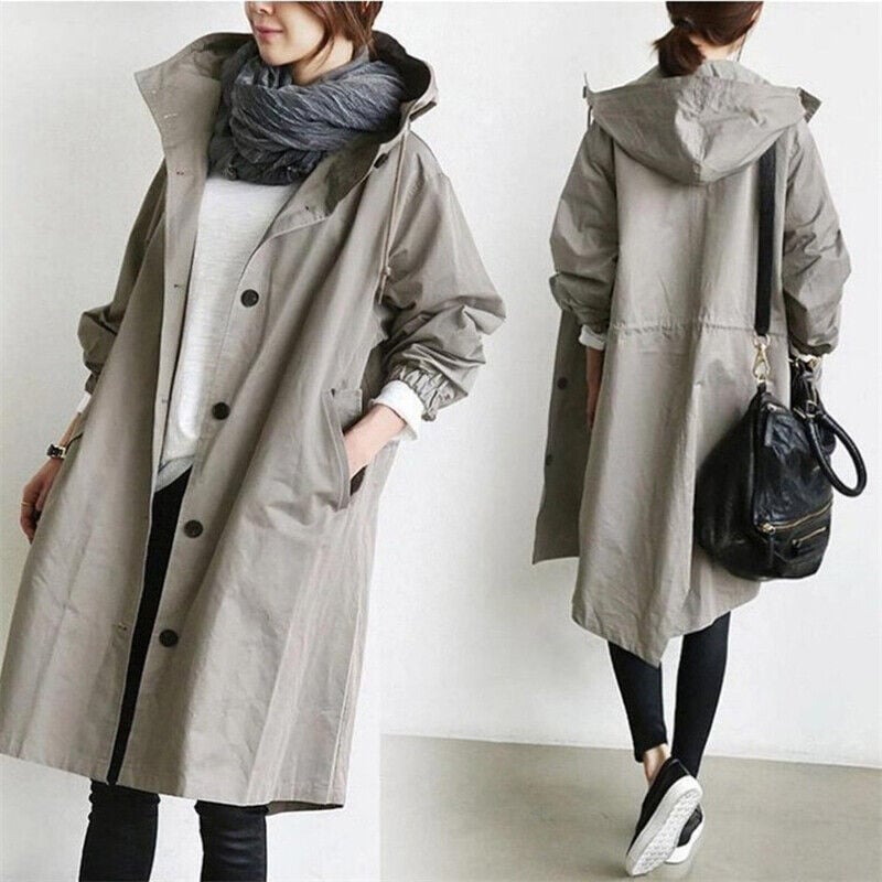 Trench Impermeabile da Pioggia con Cappuccio - Leggero ed Elegante
