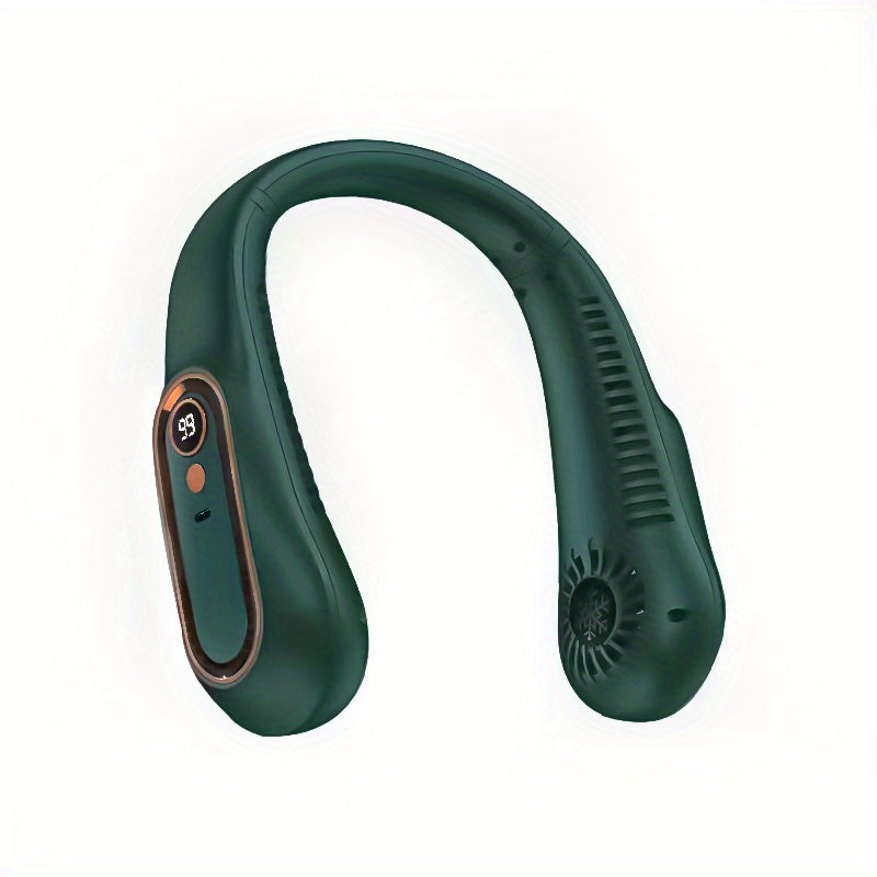 Ventilatore da collo senza pale ricaricabile tramite USB con 5 velocità e display digitale