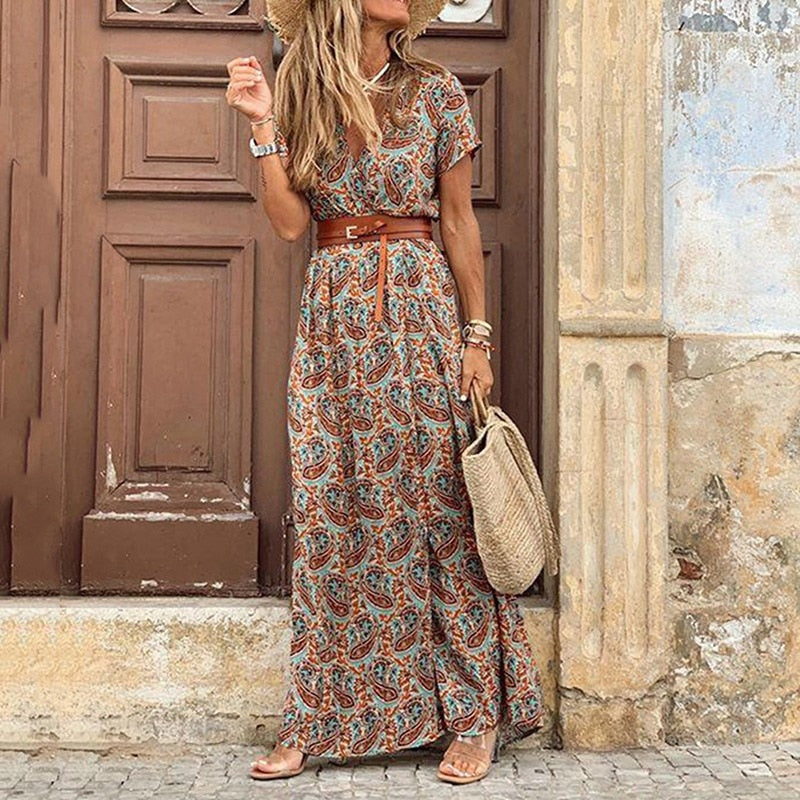 Abiti Boho Vintage da Donna con Fantasia Versatile