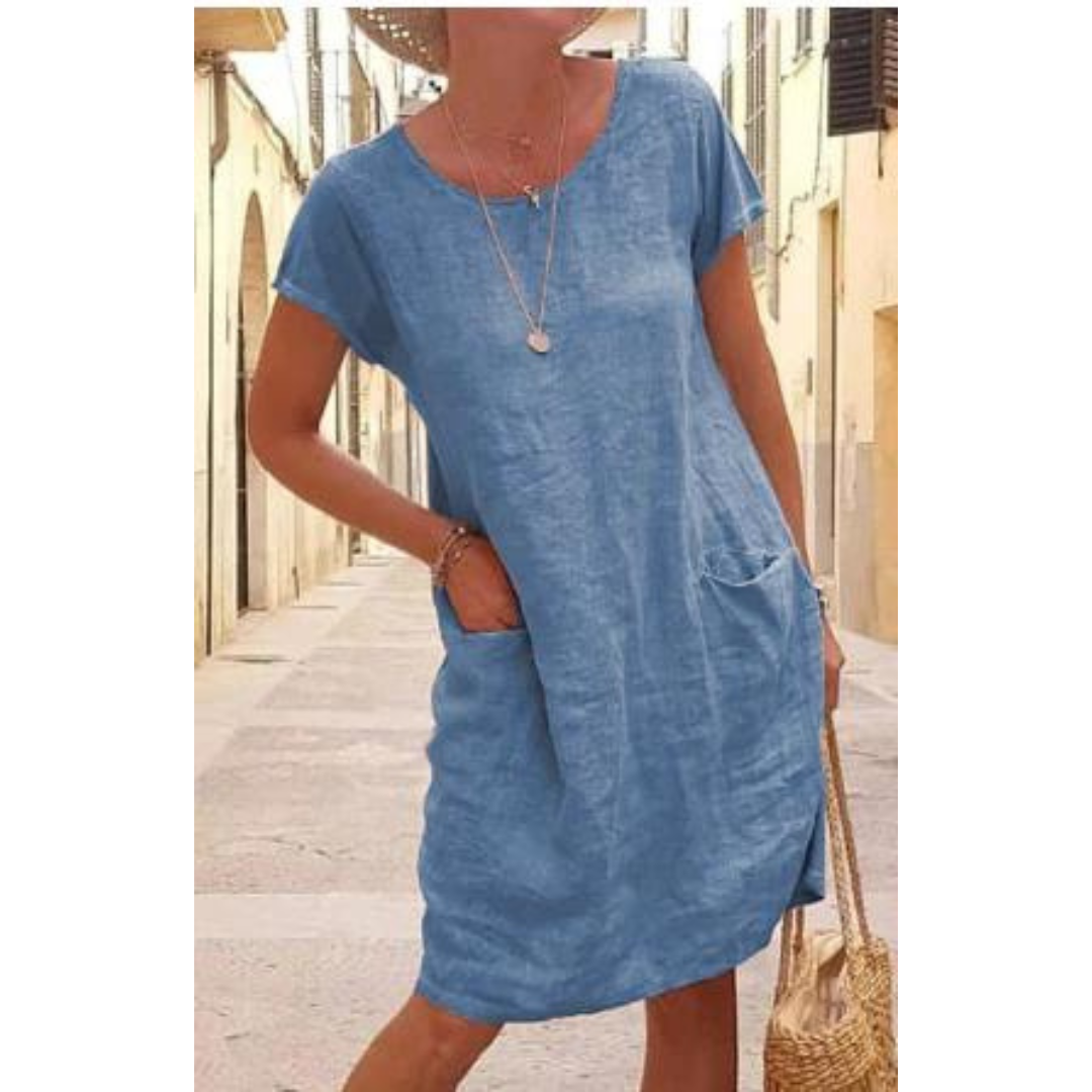 Abiti Casual da Donna con Tasche, Lunghezza al Ginocchio