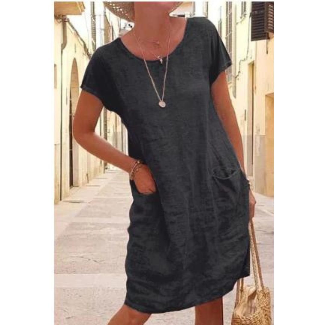 Abiti Casual da Donna con Tasche, Lunghezza al Ginocchio