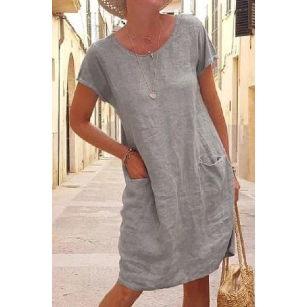 Abiti Casual da Donna con Tasche, Lunghezza al Ginocchio