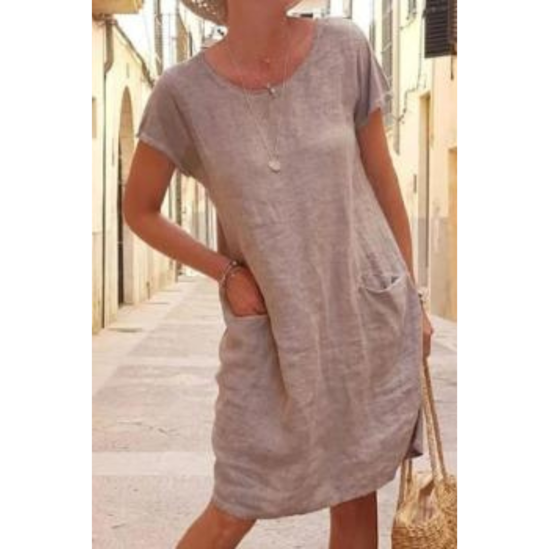 Abiti Casual da Donna con Tasche, Lunghezza al Ginocchio