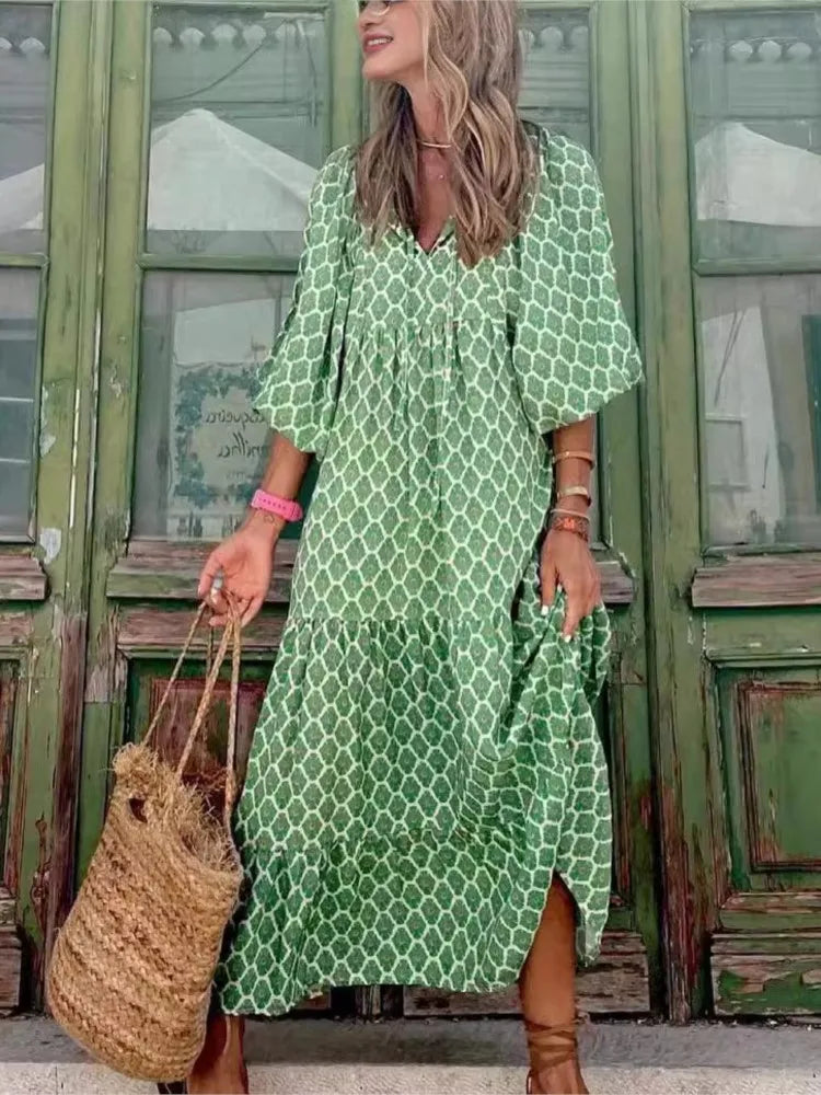 Abiti lunghi da donna in stile boho con fantasia floreale