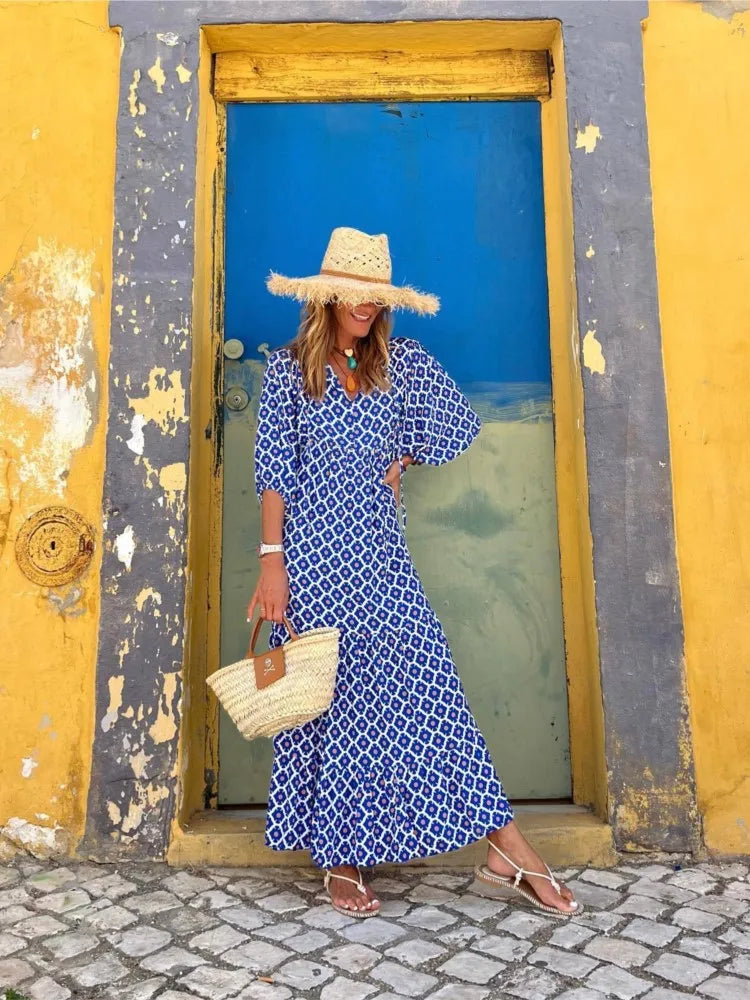 Abiti lunghi da donna in stile boho con fantasia floreale