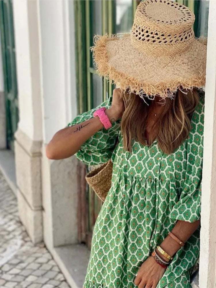 Abiti lunghi da donna in stile boho con fantasia floreale