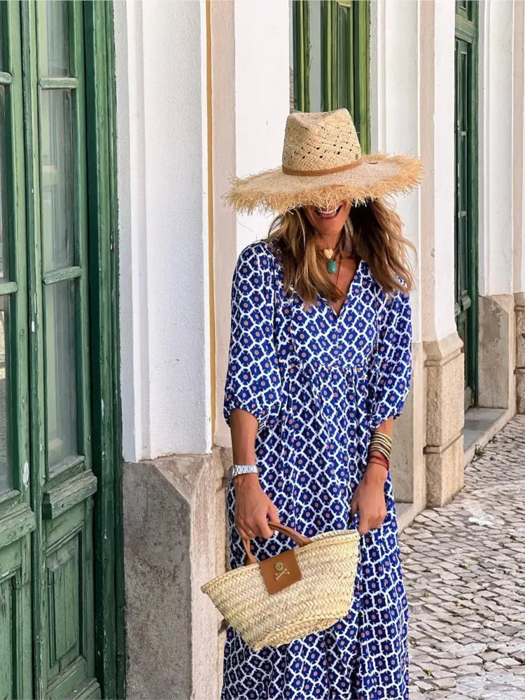 Abiti lunghi da donna in stile boho con fantasia floreale