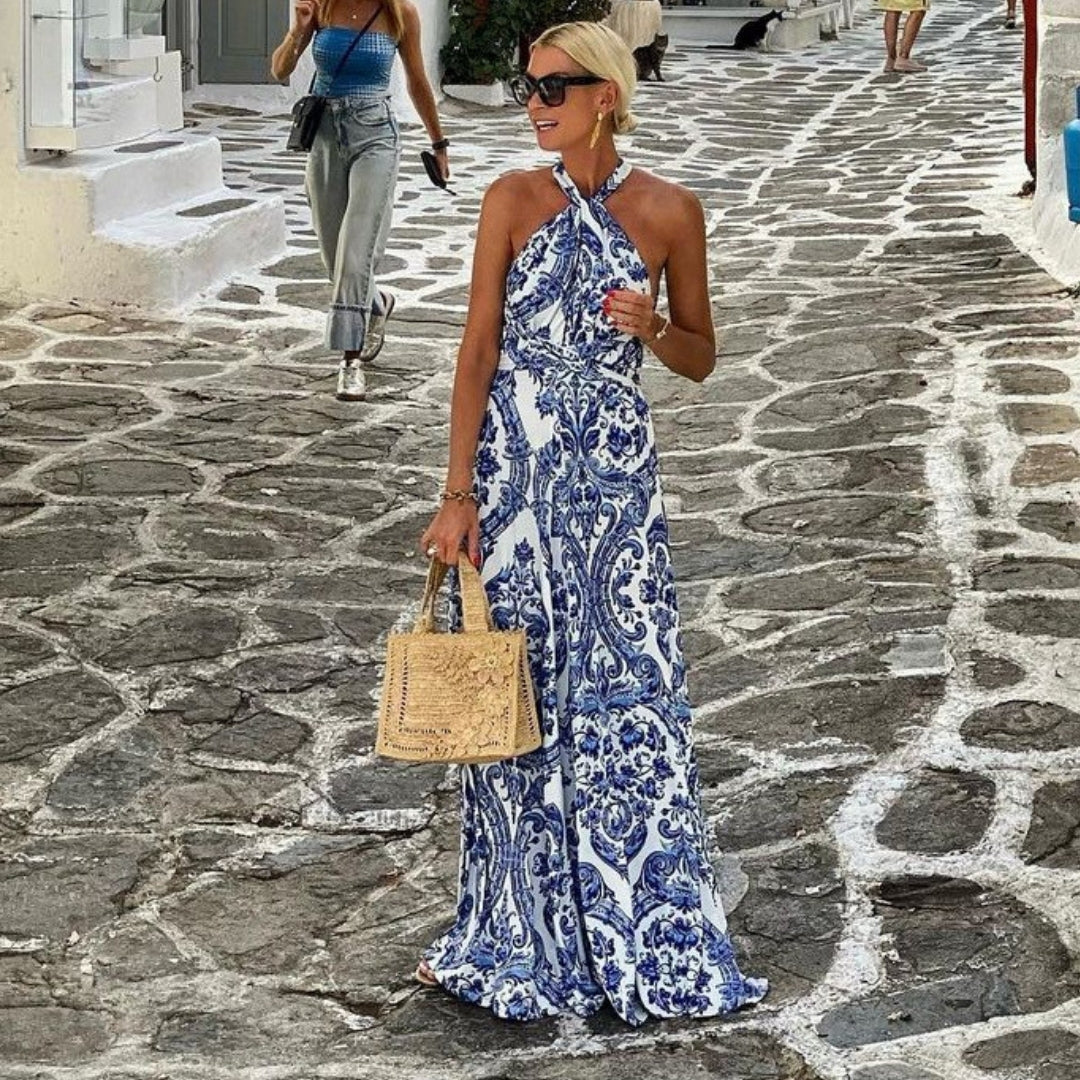 Abiti Lunghi da Donna Senza Maniche con Scollo All'Americana