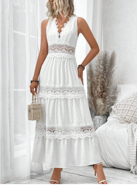 Abiti maxi da donna in pizzo senza maniche