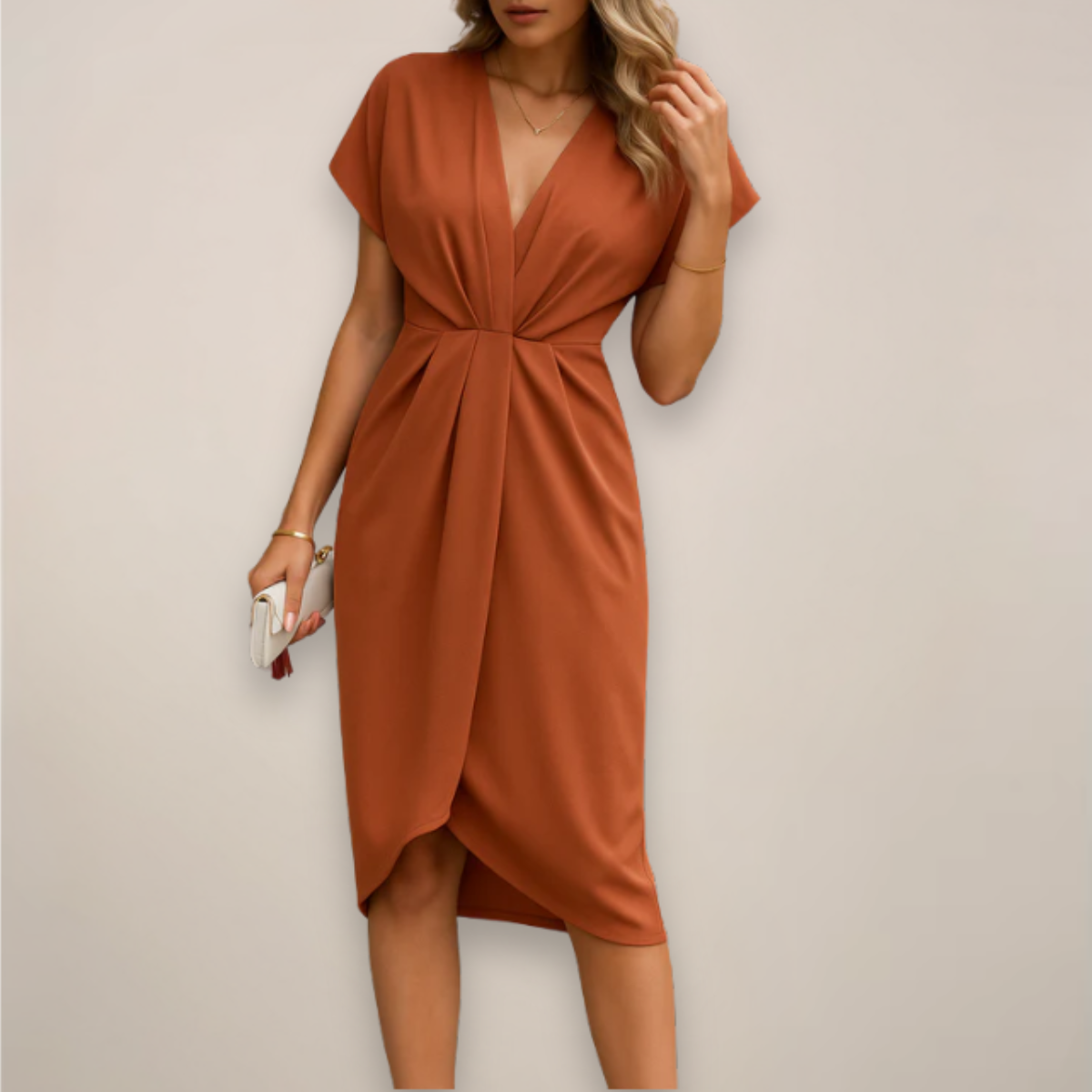 Abiti midi da donna a portafoglio con scollo a V