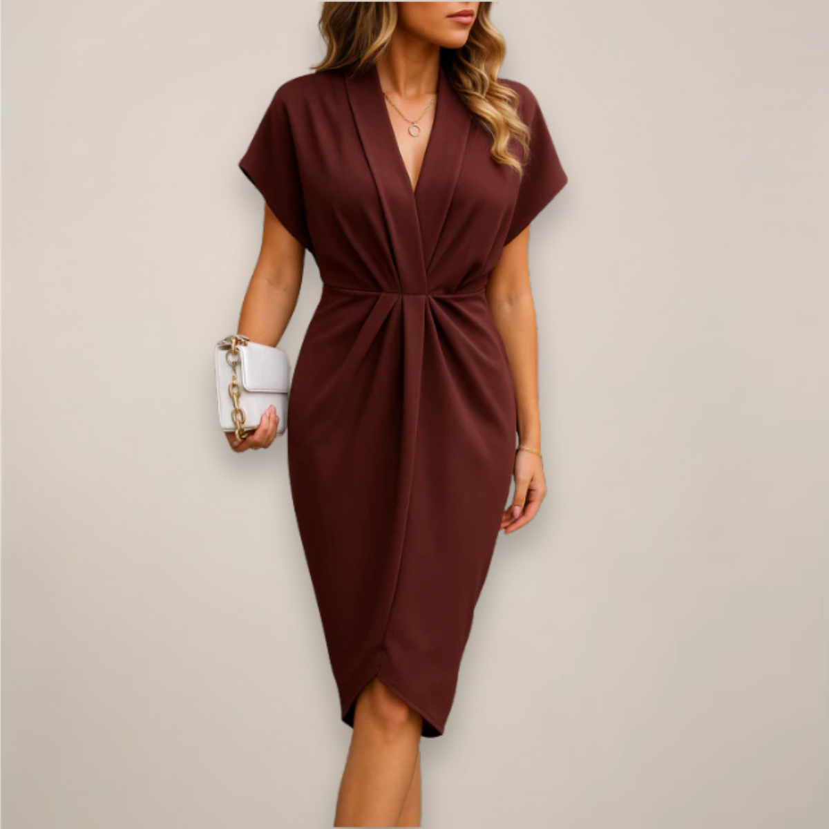Abiti midi da donna a portafoglio con scollo a V