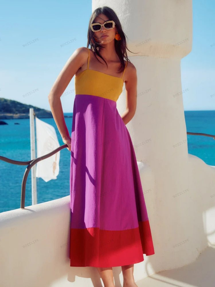 Abitino Estivo Chic Color Block con Spalline Sottili