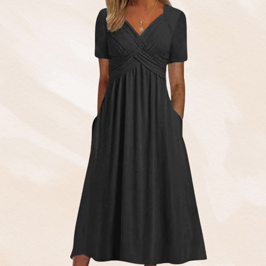 Abitino midi da donna a linea ad A con scollo a V